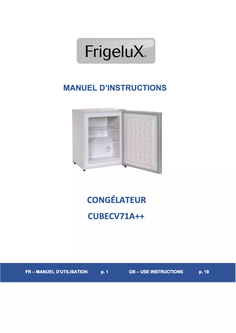 Página 1 del manual Manual de usuario FrigeluX CUBECV71A++