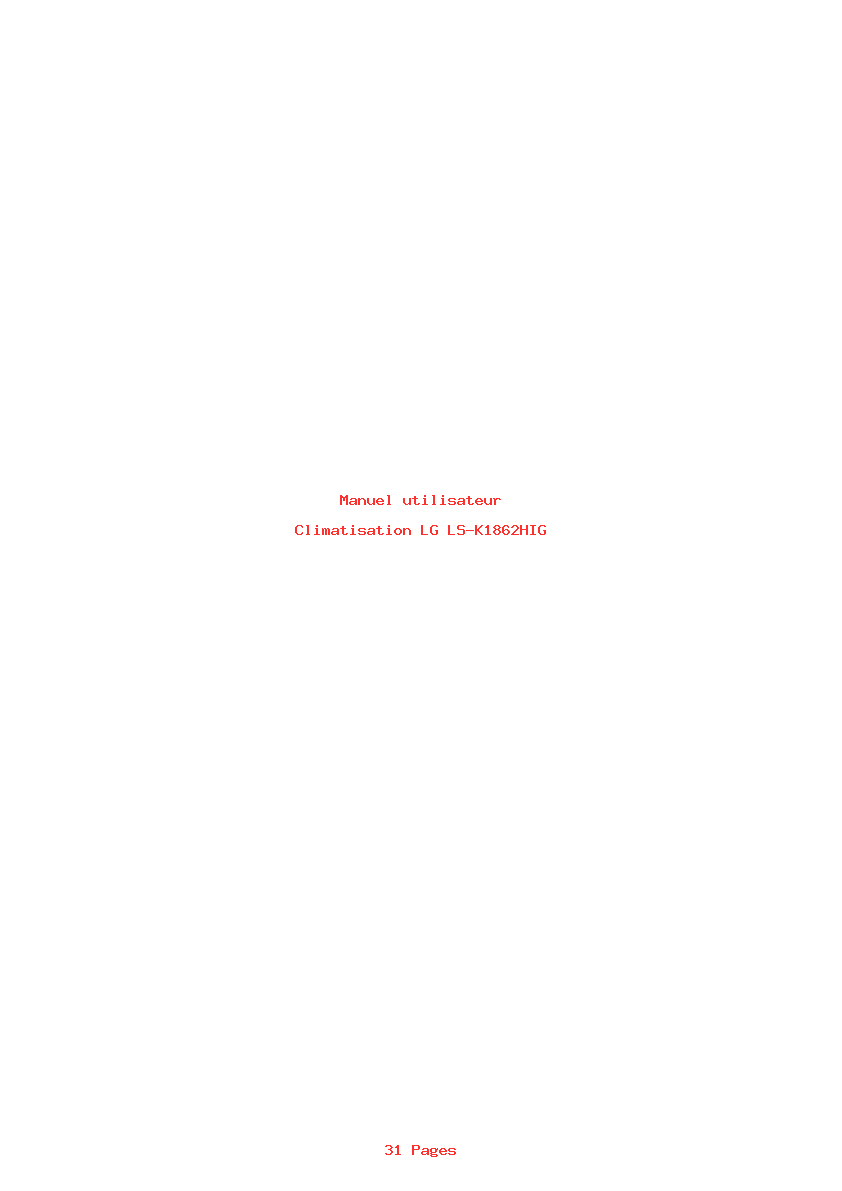 Page 1 de la notice Manuel utilisateur LG LS-K1862HIG