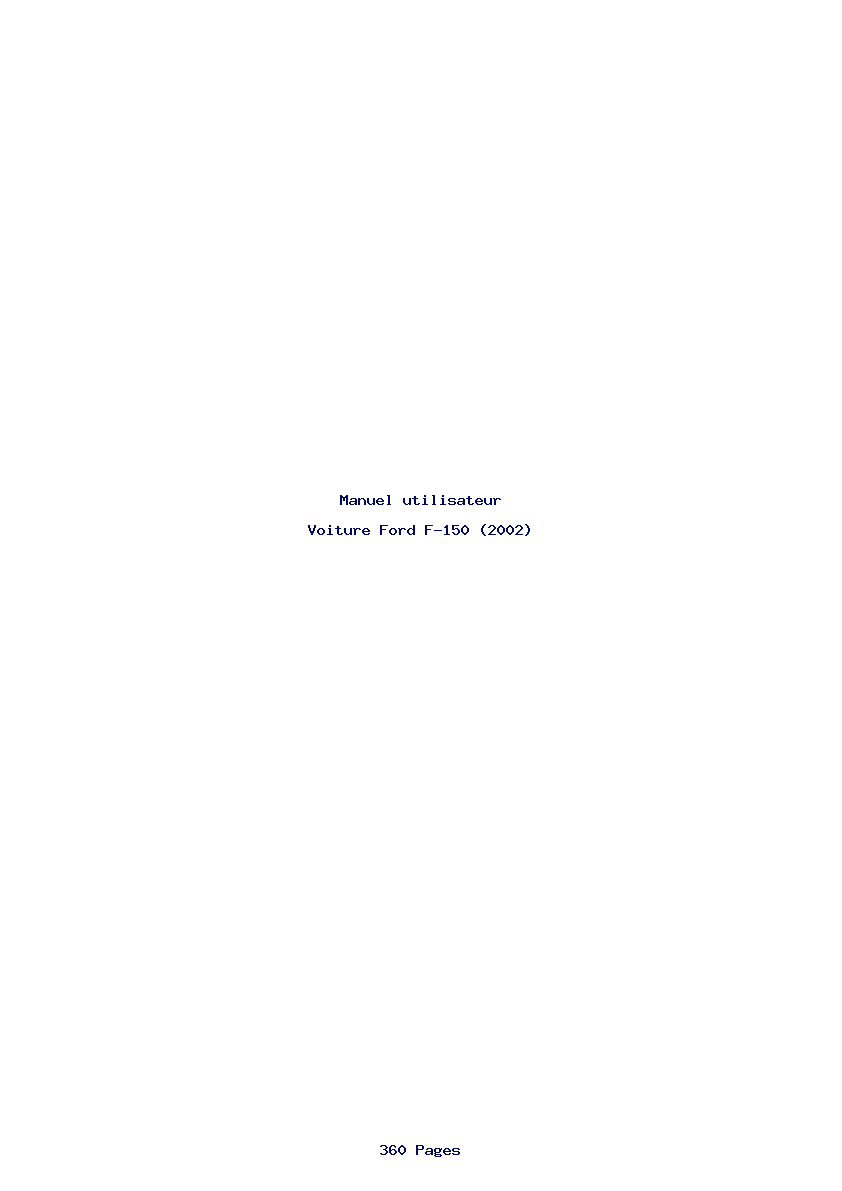 Page 1 de la notice Manuel utilisateur Ford F-150 (2002)