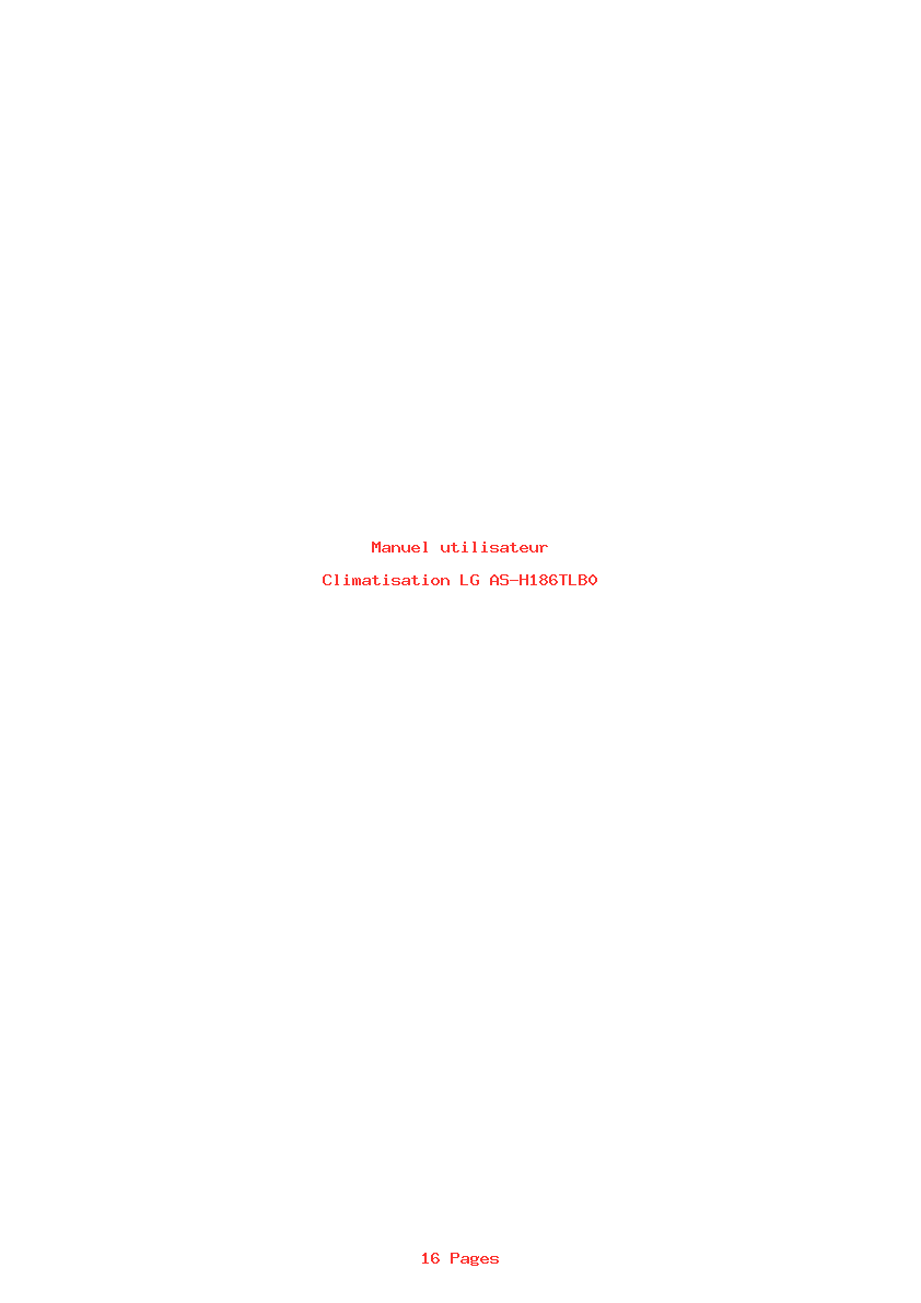 Page 1 de la notice Manuel utilisateur LG AS-H186TLB0