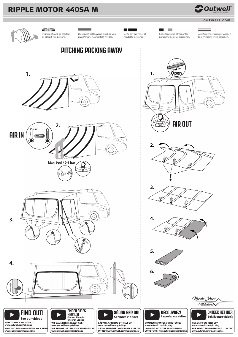 Page 1 de la notice Manuel utilisateur Outwell Ripple Motor 440SA M