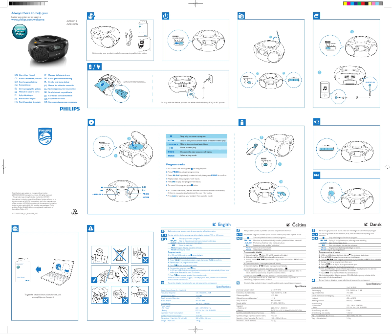Page 1 de la notice Manuel utilisateur Philips AZ2345