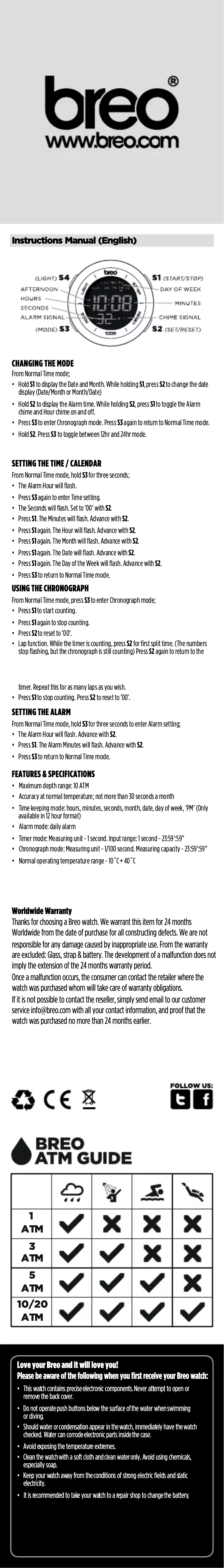 Page 1 de la notice Manuel utilisateur Breo Orb