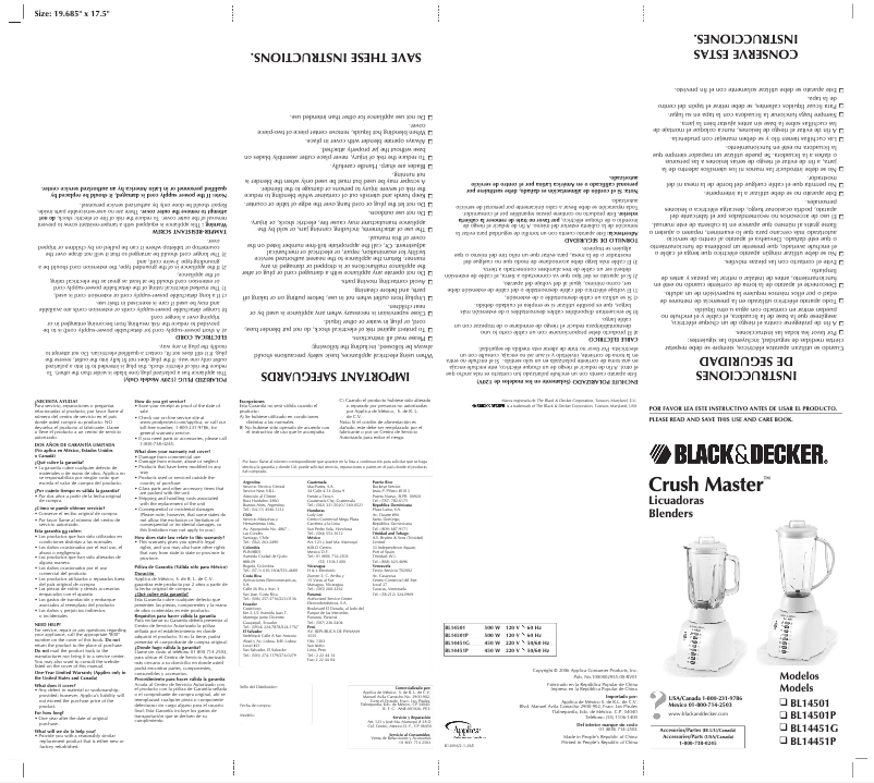 Page 1 de la notice Manuel utilisateur Black & Decker BL14501