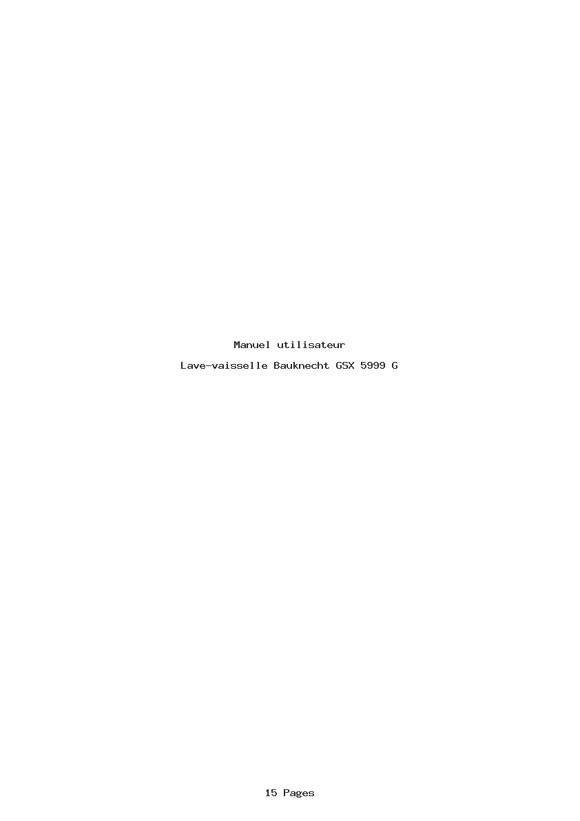 Page 1 de la notice Manuel utilisateur Bauknecht GSX 5999 G