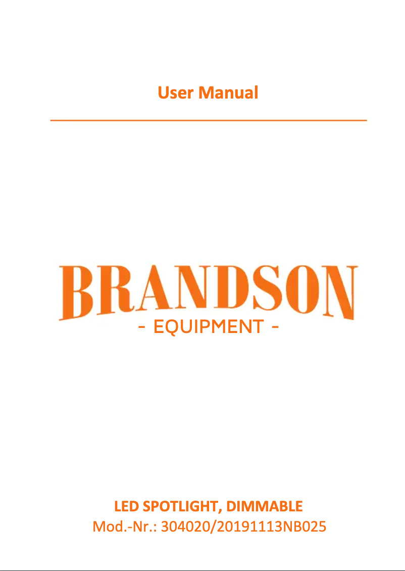 Page 1 of the manual User Manual Brandson 304020