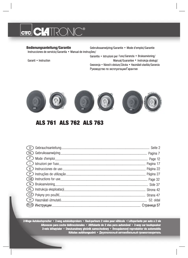 Page 1 de la notice Manuel utilisateur Clatronic ALS 761