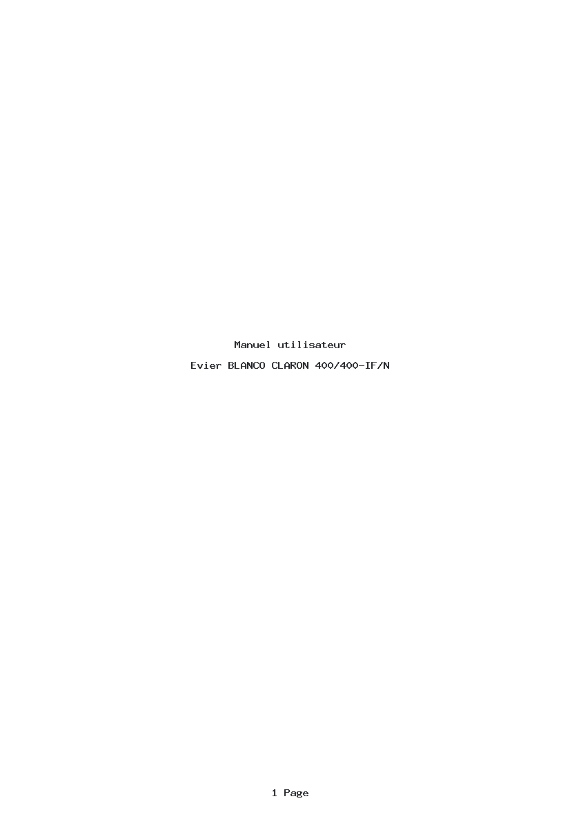 Page 1 de la notice Manuel utilisateur BLANCO CLARON 400/400-IF/N