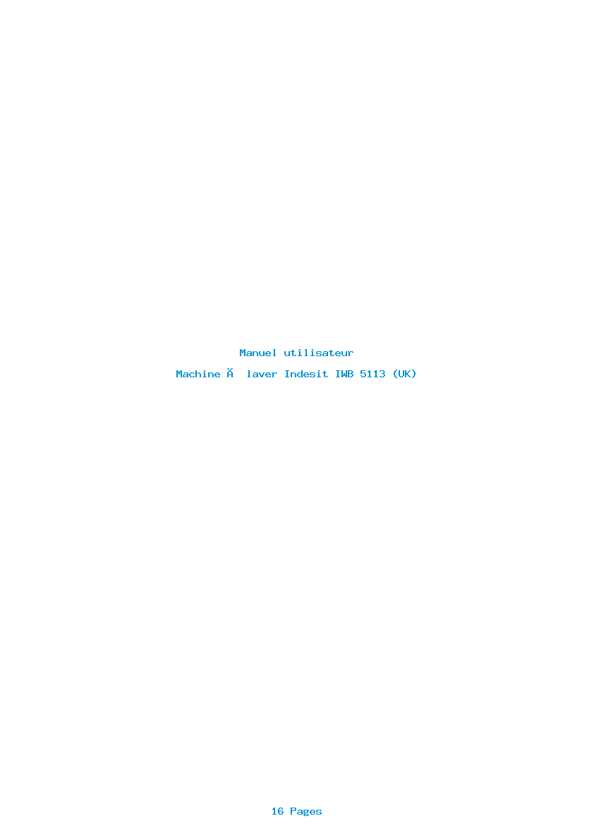 Page 1 de la notice Manuel utilisateur Indesit IWB 5113 (UK)