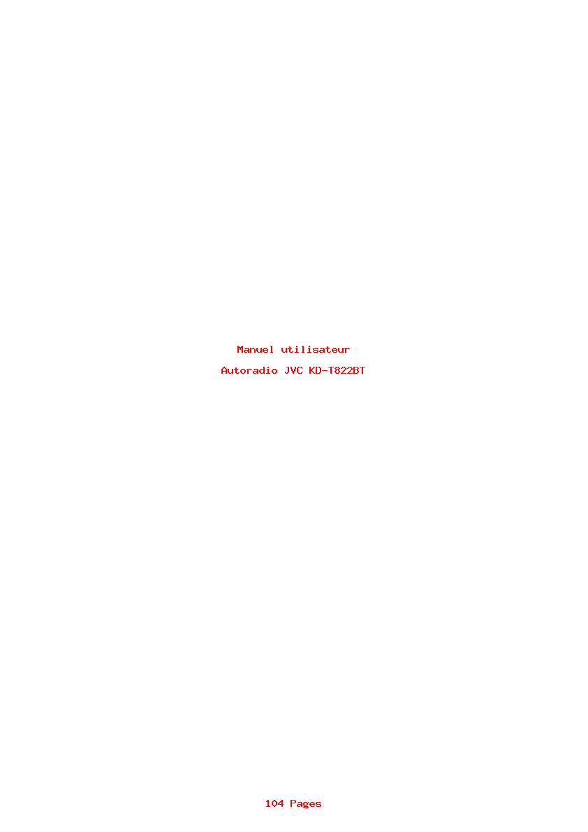Page 1 de la notice Manuel utilisateur JVC KD-T822BT