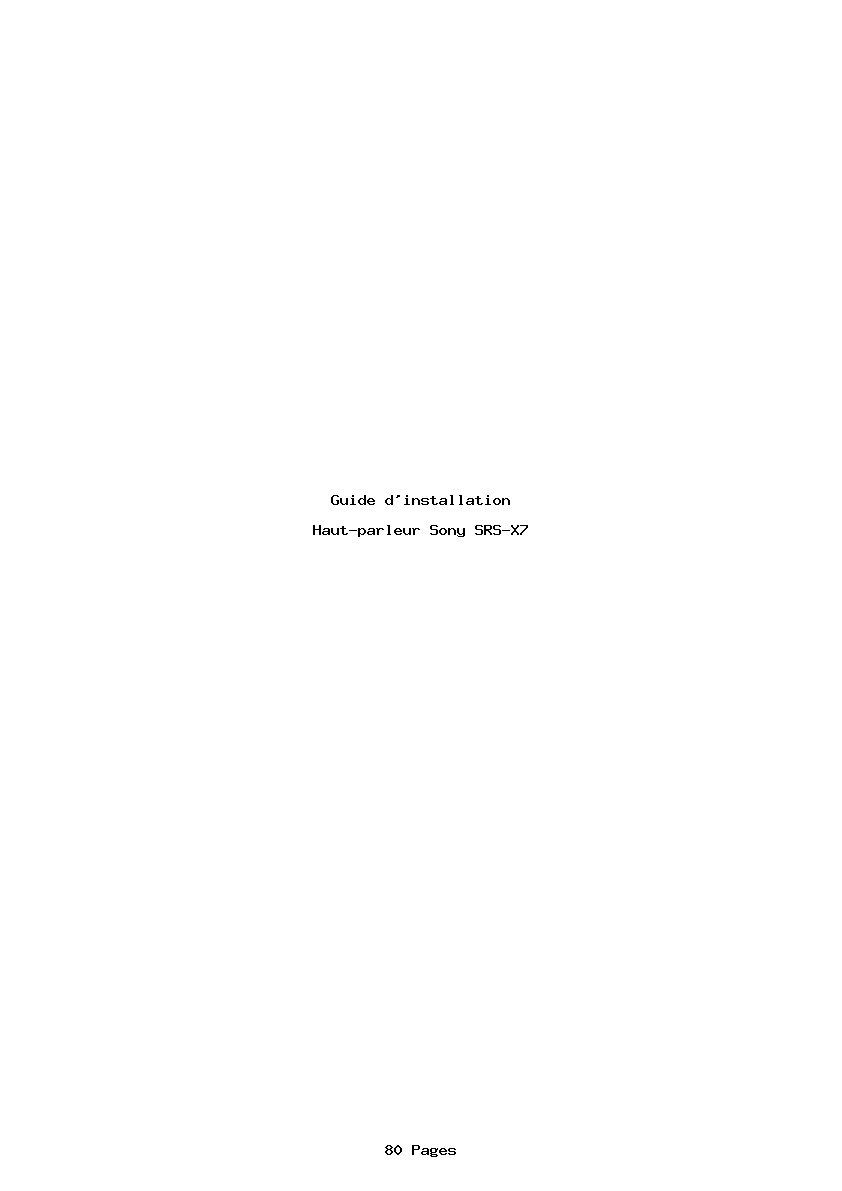 Page 1 de la notice Guide d'installation Sony SRS-X7