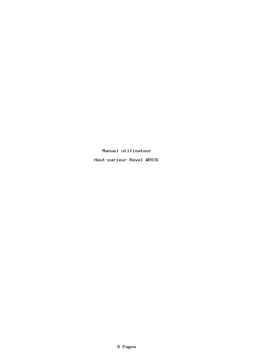 Page 1 de la notice Manuel utilisateur Revel W553L