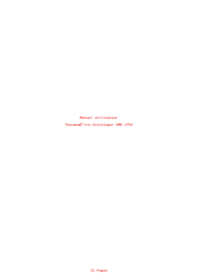 Page 1 de la notice Manuel utilisateur Greisinger GMH 3750