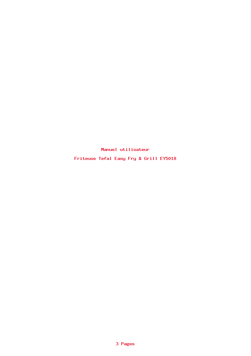 Page 1 de la notice Manuel utilisateur Tefal Easy Fry & Grill EY5018