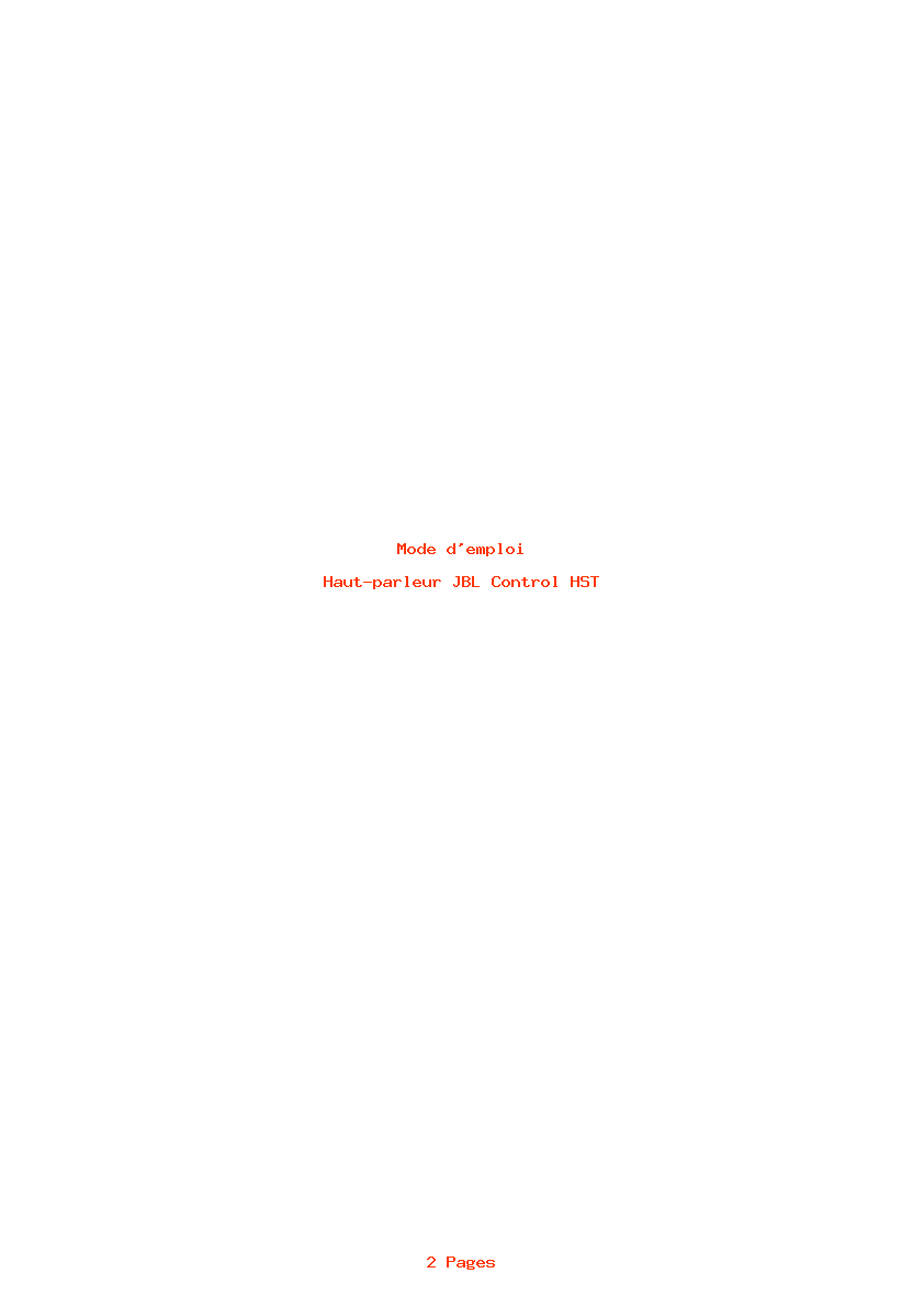 Page 1 de la notice Mode d'emploi JBL Control HST