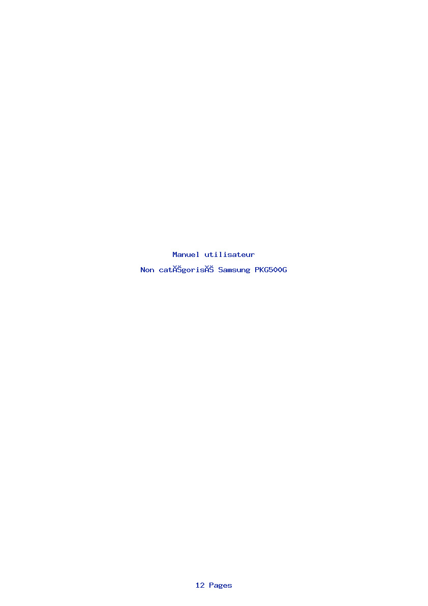 Page 1 de la notice Manuel utilisateur Samsung PKG500G