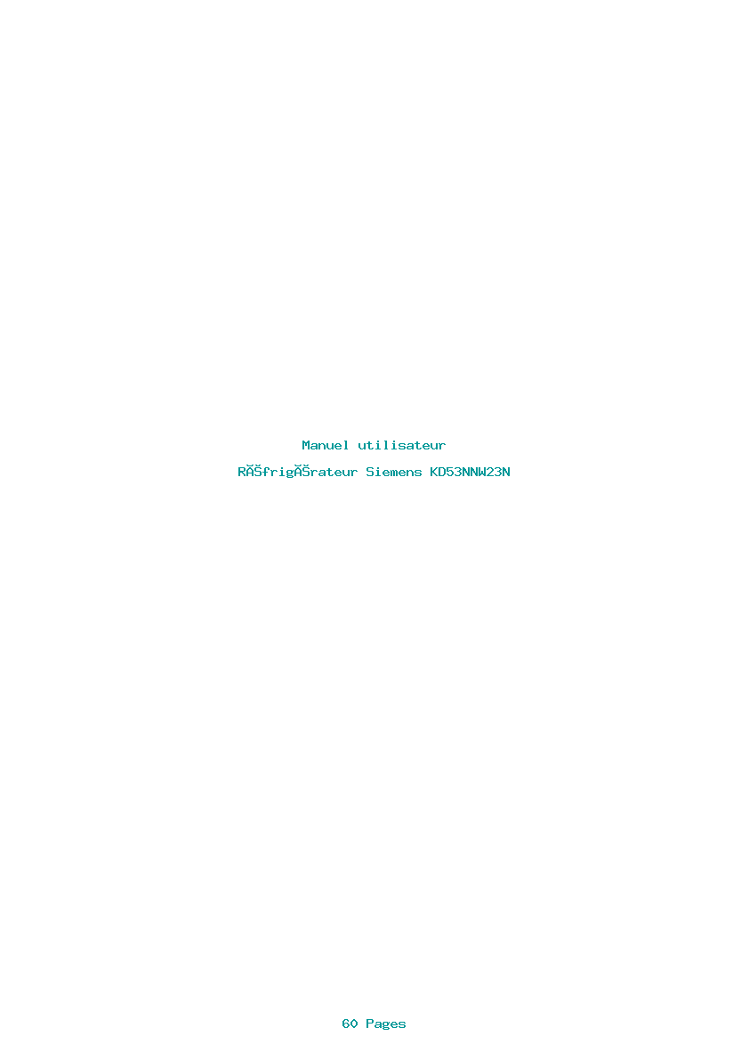 Page 1 de la notice Manuel utilisateur Siemens KD53NNW23N