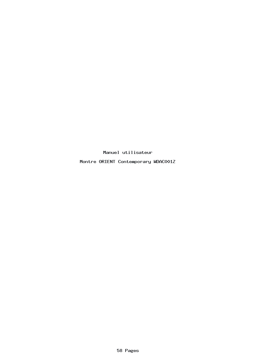 Page 1 de la notice Manuel utilisateur ORIENT Contemporary WDAC001Z