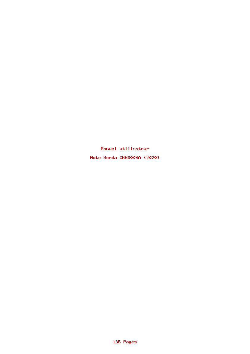Page 1 de la notice Manuel utilisateur Honda CBR600RA (2020)