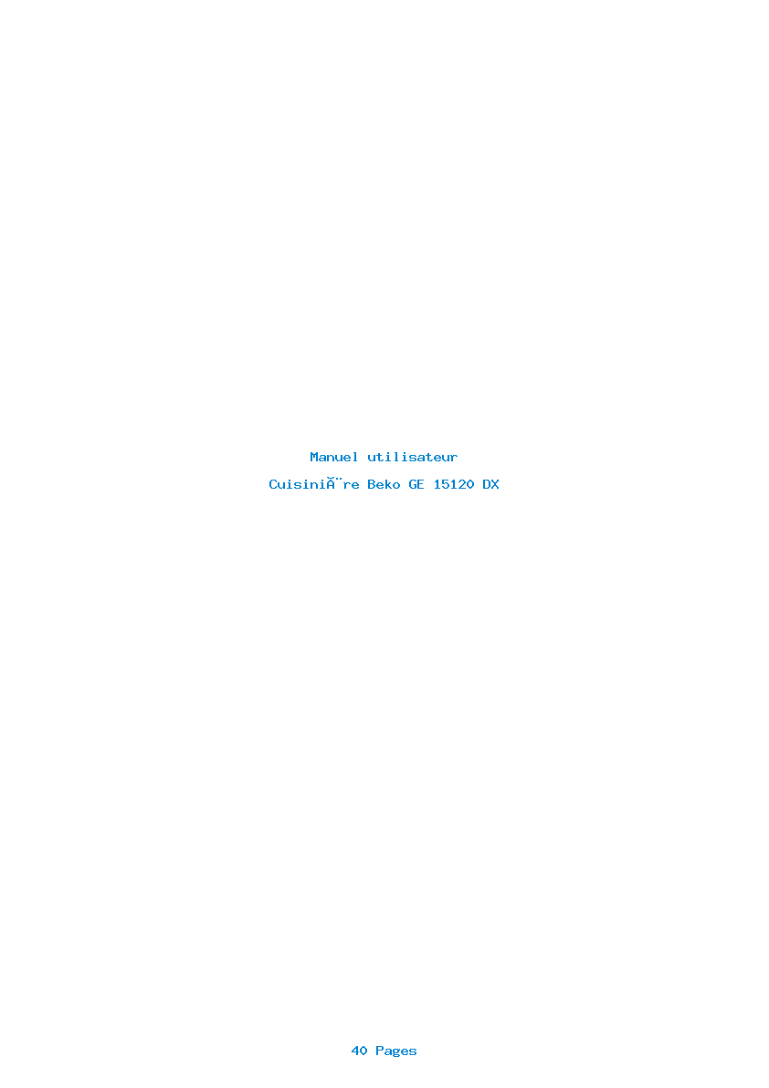 Page 1 de la notice Manuel utilisateur Beko GE 15120 DX
