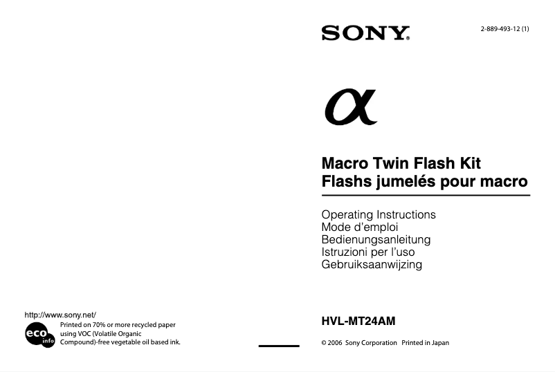 Page n°1 - Manuel utilisateur Sony HVL-MT24AM