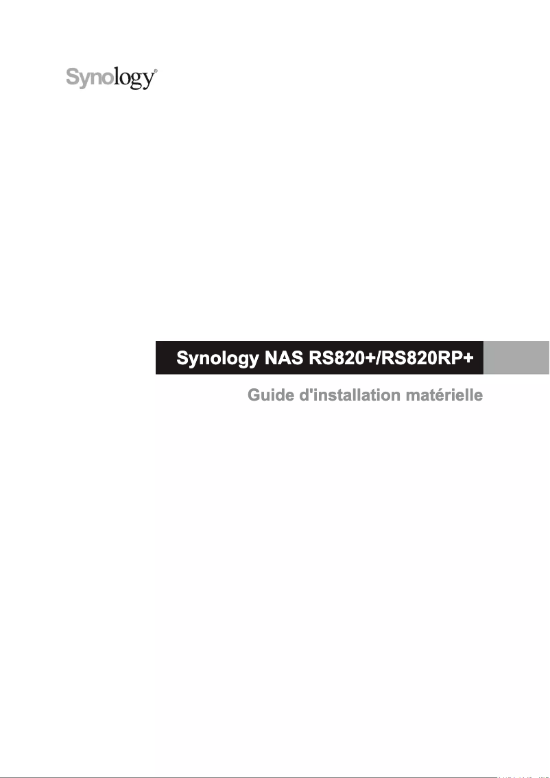Page 1 de la notice Manuel utilisateur Synology RackStation RS820RP+