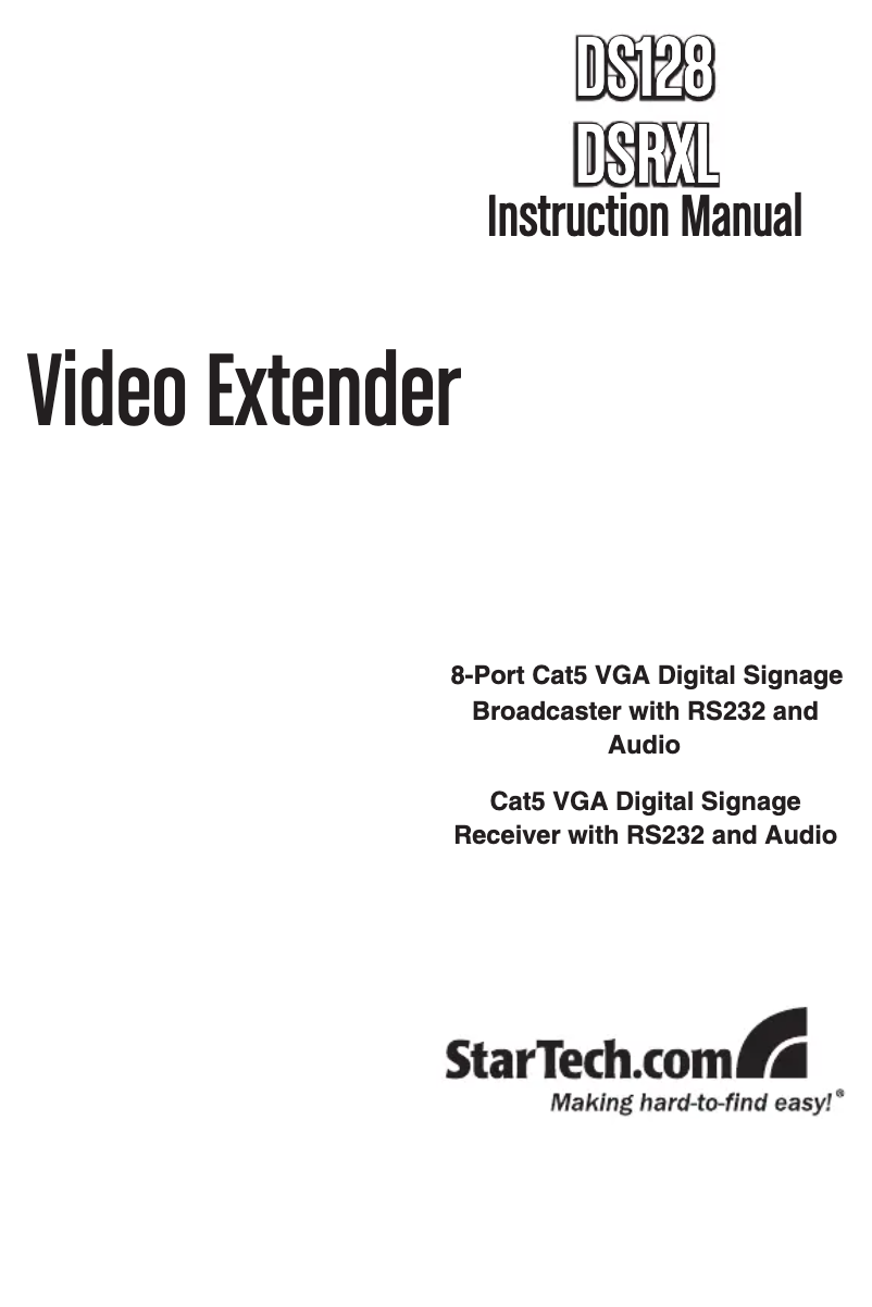 Page 1 of the manual User Manual StarTech.com DS128
