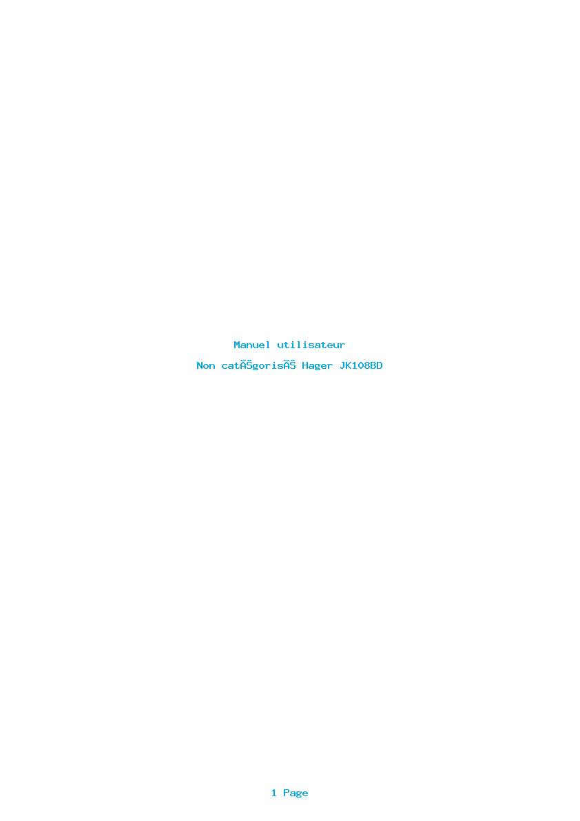 Page 1 de la notice Manuel utilisateur Hager JK108BD