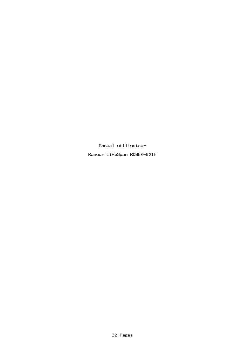Page 1 de la notice Manuel utilisateur LifeSpan ROWER-801F