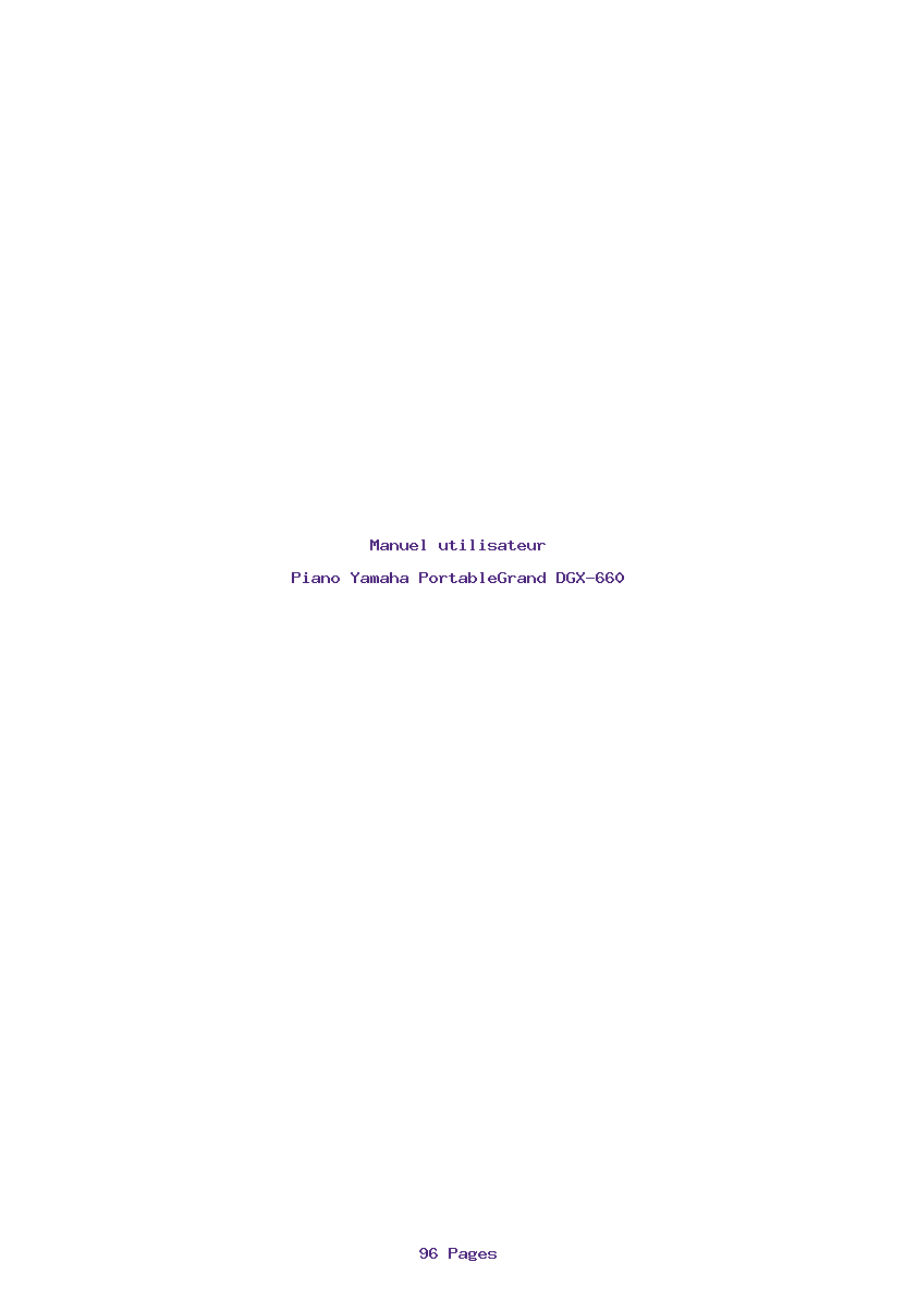 Page 1 de la notice Manuel utilisateur Yamaha PortableGrand DGX-660