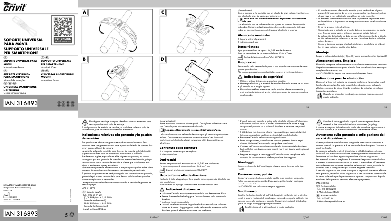 Page 1 de la notice Manuel utilisateur Crivit IAN 316893