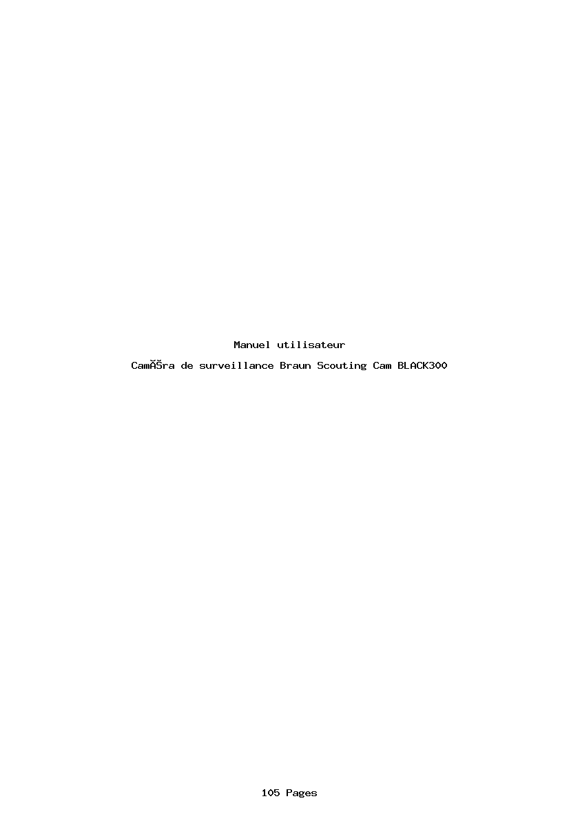 Page 1 de la notice Manuel utilisateur Braun Scouting Cam BLACK300