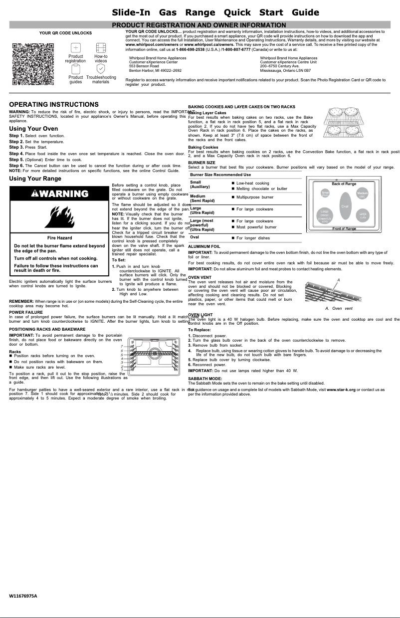 Page 1 de la notice Guide de démarrage rapide Whirlpool WEG745H0LZ