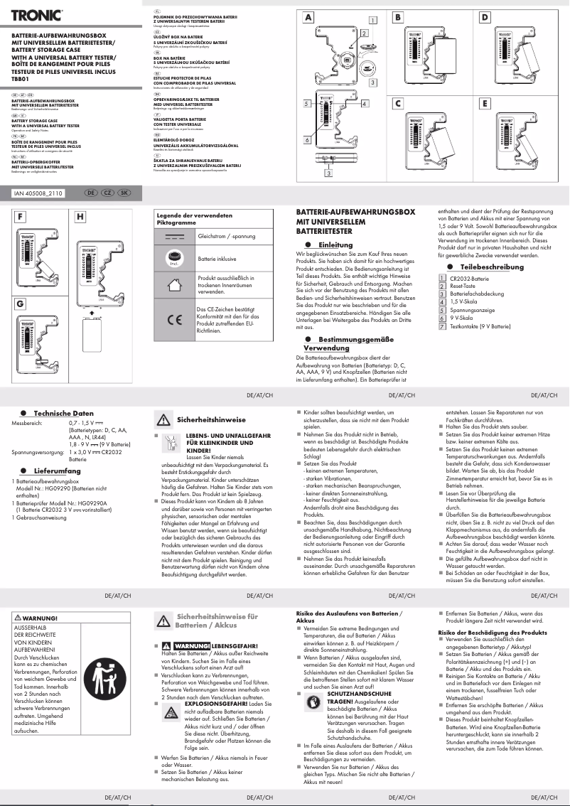 Page 1 de la notice Manuel utilisateur Tronic TBB 01