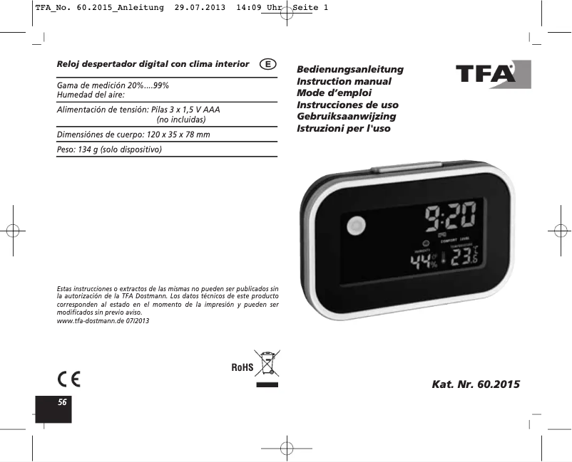Page 1 de la notice Manuel utilisateur TFA 60.2015