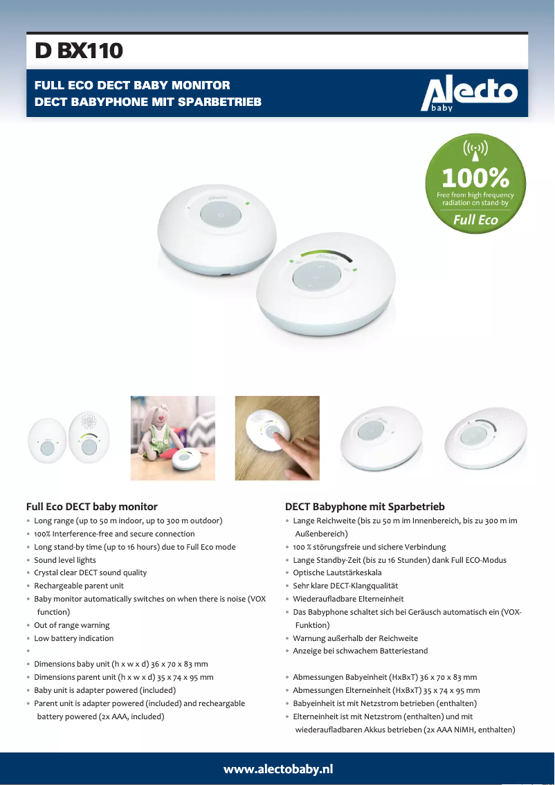 Page 1 de la notice Manuel utilisateur Alecto DBX110