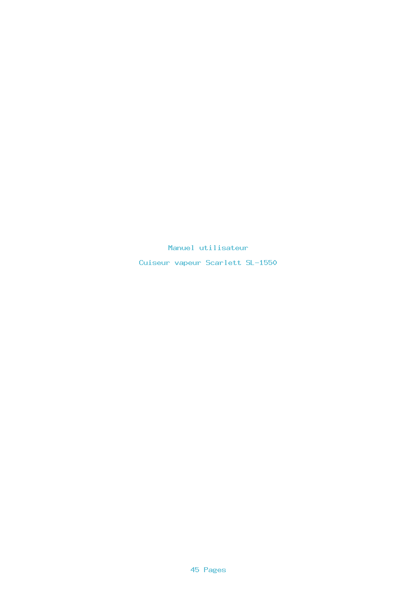 Page 1 de la notice Manuel utilisateur Scarlett SL-1550