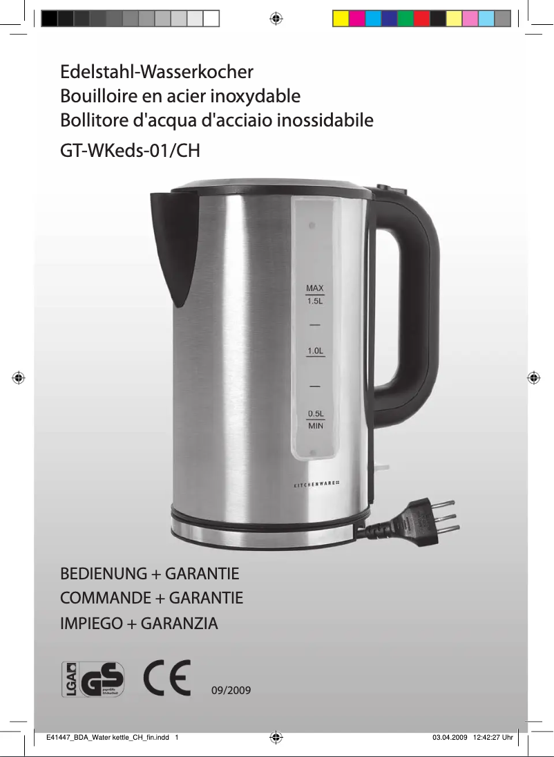 Page 1 de la notice Manuel utilisateur Kitchenware GT-WKEDS-01