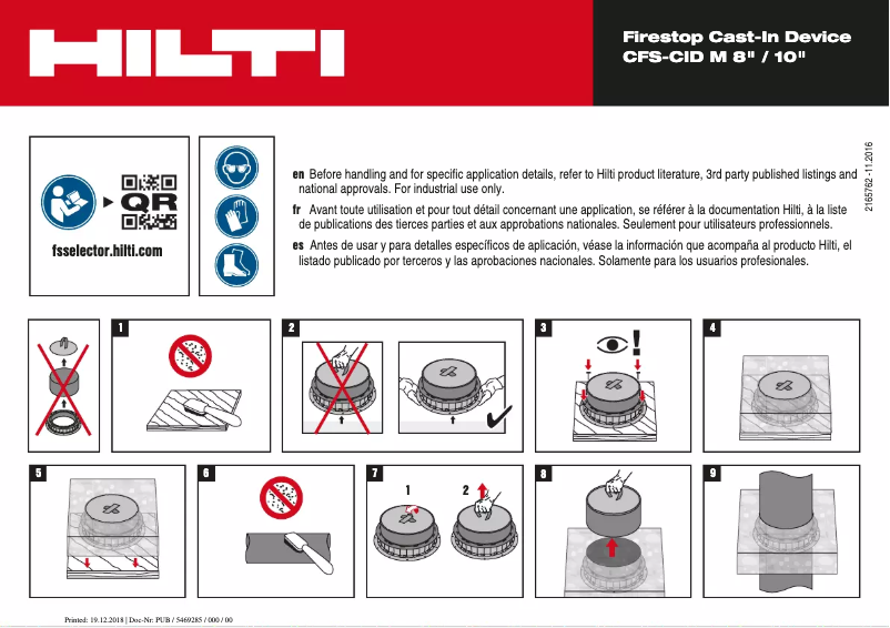 Page 1 de la notice Manuel utilisateur Hilti CFS-CID M