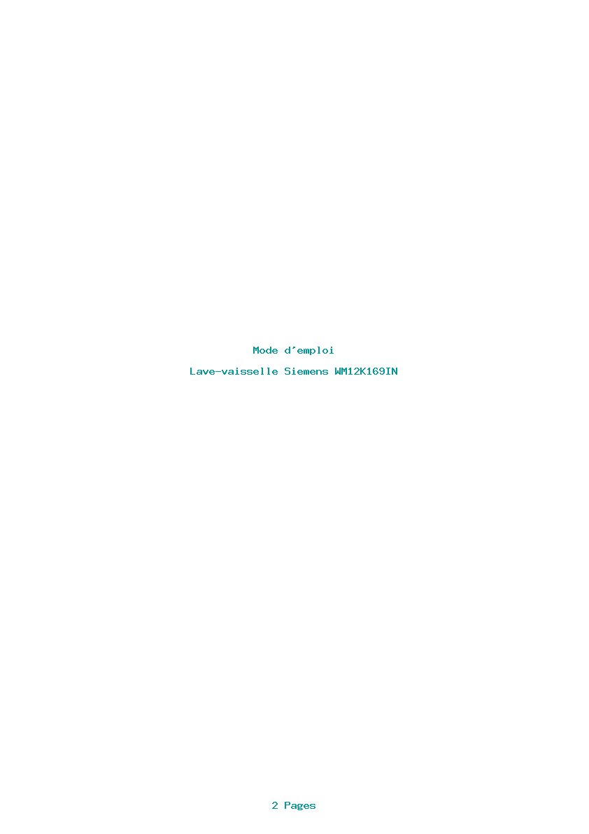 Page 1 de la notice Mode d'emploi Siemens WM12K169IN