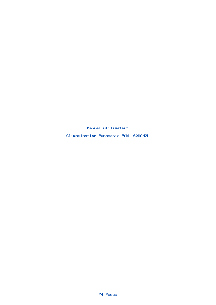 Page 1 de la notice Manuel utilisateur Panasonic PAW-160MAH2L
