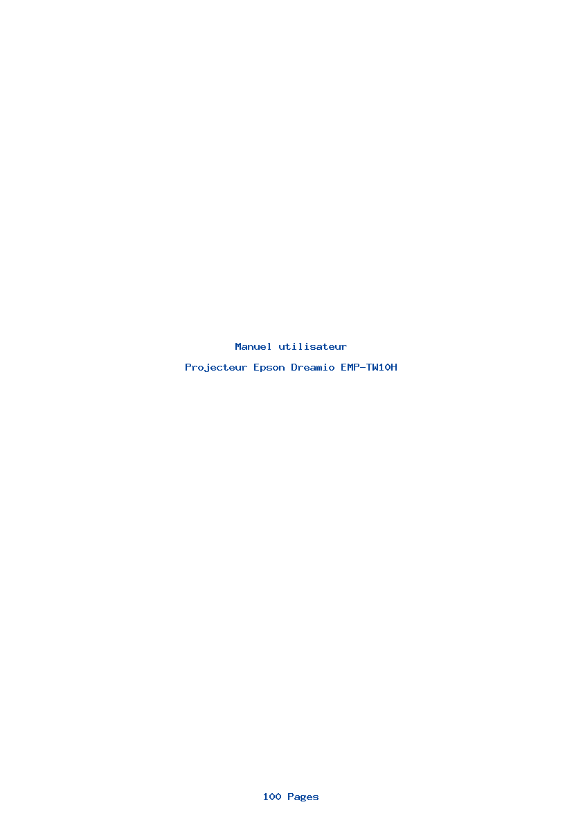 Page 1 de la notice Manuel utilisateur Epson Dreamio EMP-TW10H