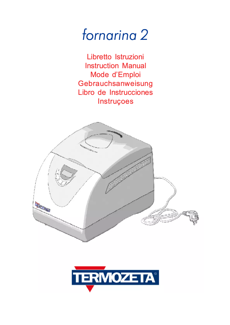 Page 1 de la notice Manuel utilisateur Termozeta Fornarina 2 73978