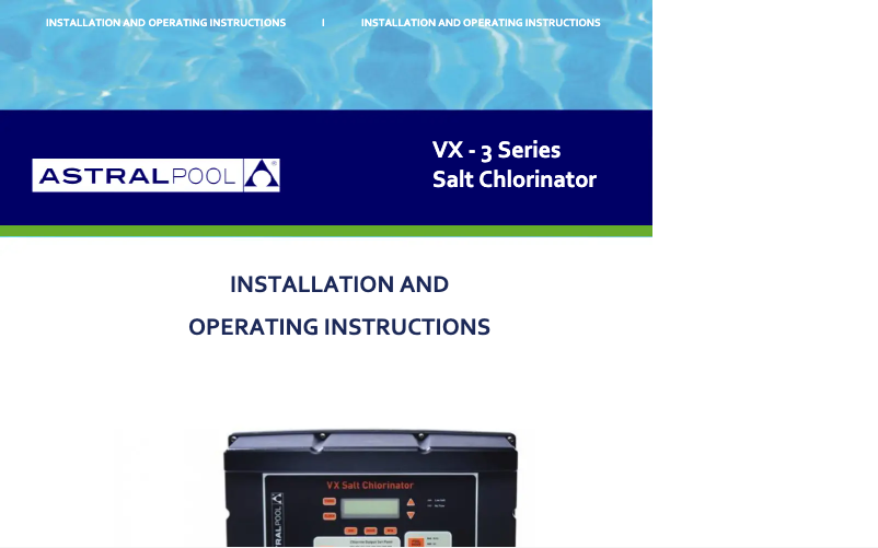 Page 1 de la notice Manuel utilisateur AstralPool VX 7T