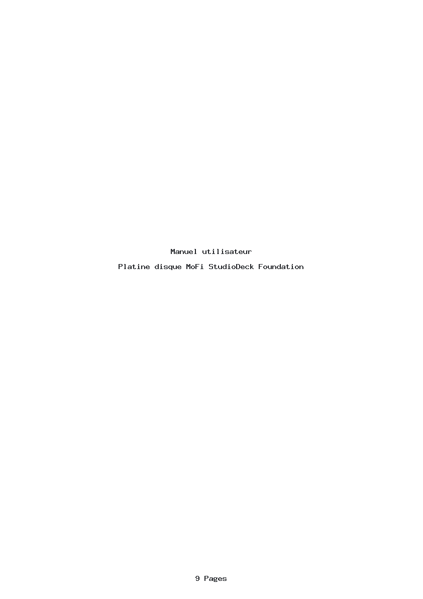 Page 1 de la notice Manuel utilisateur MoFi StudioDeck Foundation