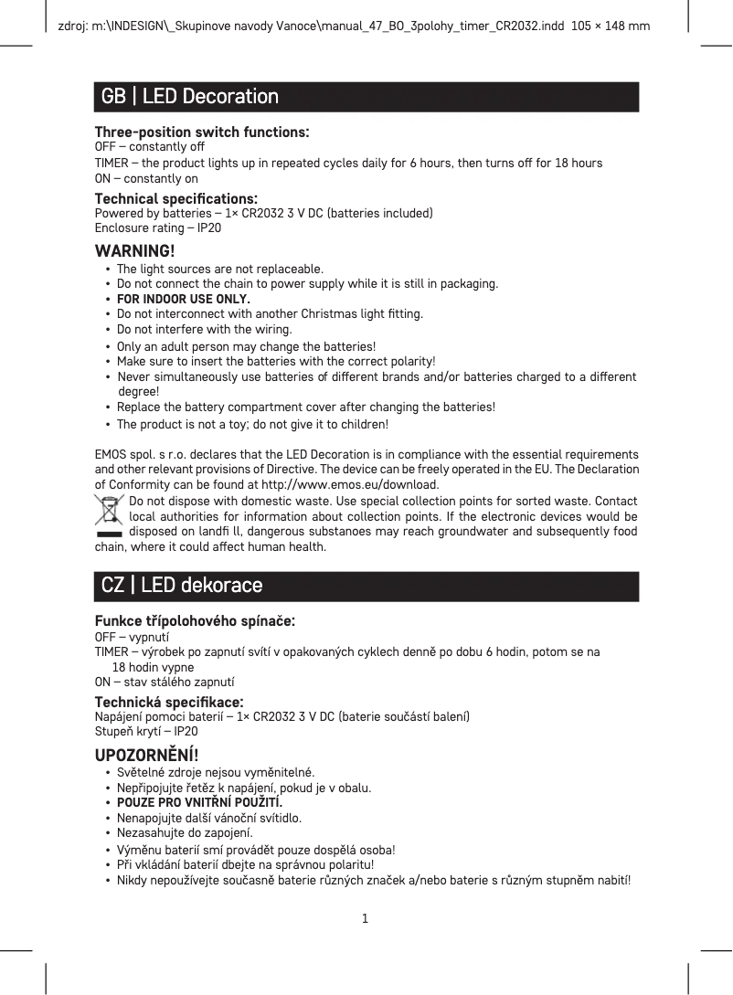 Página 1 del manual Manual de usuario Emos DCLV16