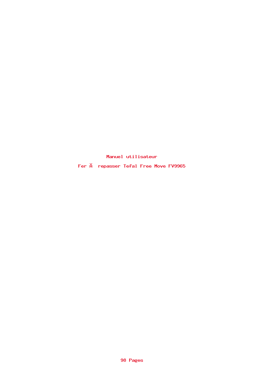 Page 1 de la notice Manuel utilisateur Tefal Free Move FV9965