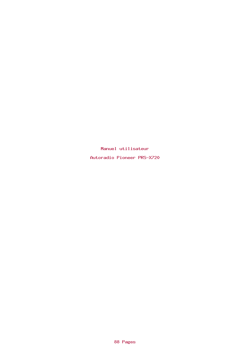 Page 1 de la notice Manuel utilisateur Pioneer PRS-X720