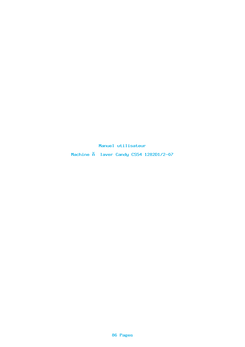 Page 1 de la notice Manuel utilisateur Candy CSS4 1282D1/2-07