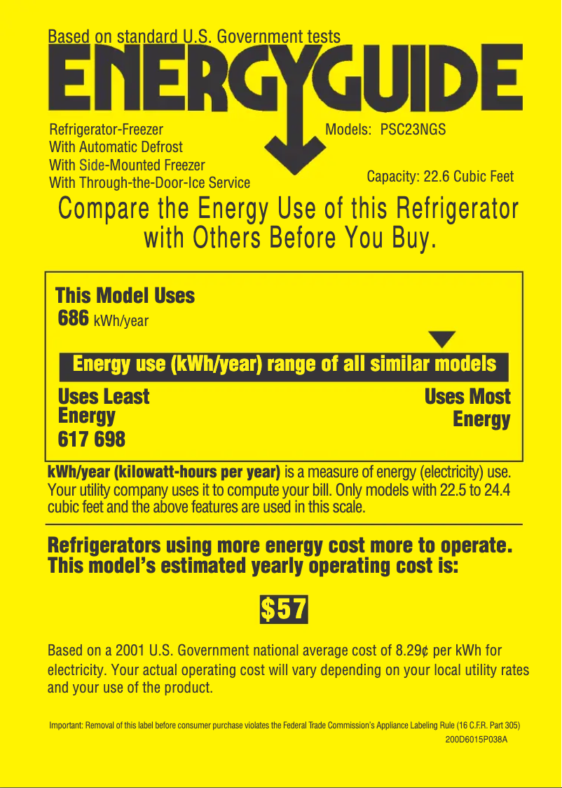 Page n°1 - Label énergétique GE Profile CustomStyle PSC23NGSBB